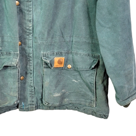 Carhartt C08HTG Vintage Union USA Santa Fe Ranch Corduroy Collar Green Coat L - Picture 7 of 16